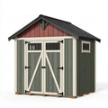 Abri de jardin 240 x 180 x 230 cm en bois vert style grange avec portes doubles