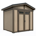 Abri de jardin 180 x 120 cm aspect bois beige et marron foncé à double porte
