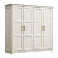 Armoire 200 x 60 x 220 cm en bois blanc à 4 portes style classique