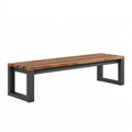 Banc de jardin 180 x 40 x 45 cm en bois marron et métal noir style industriel