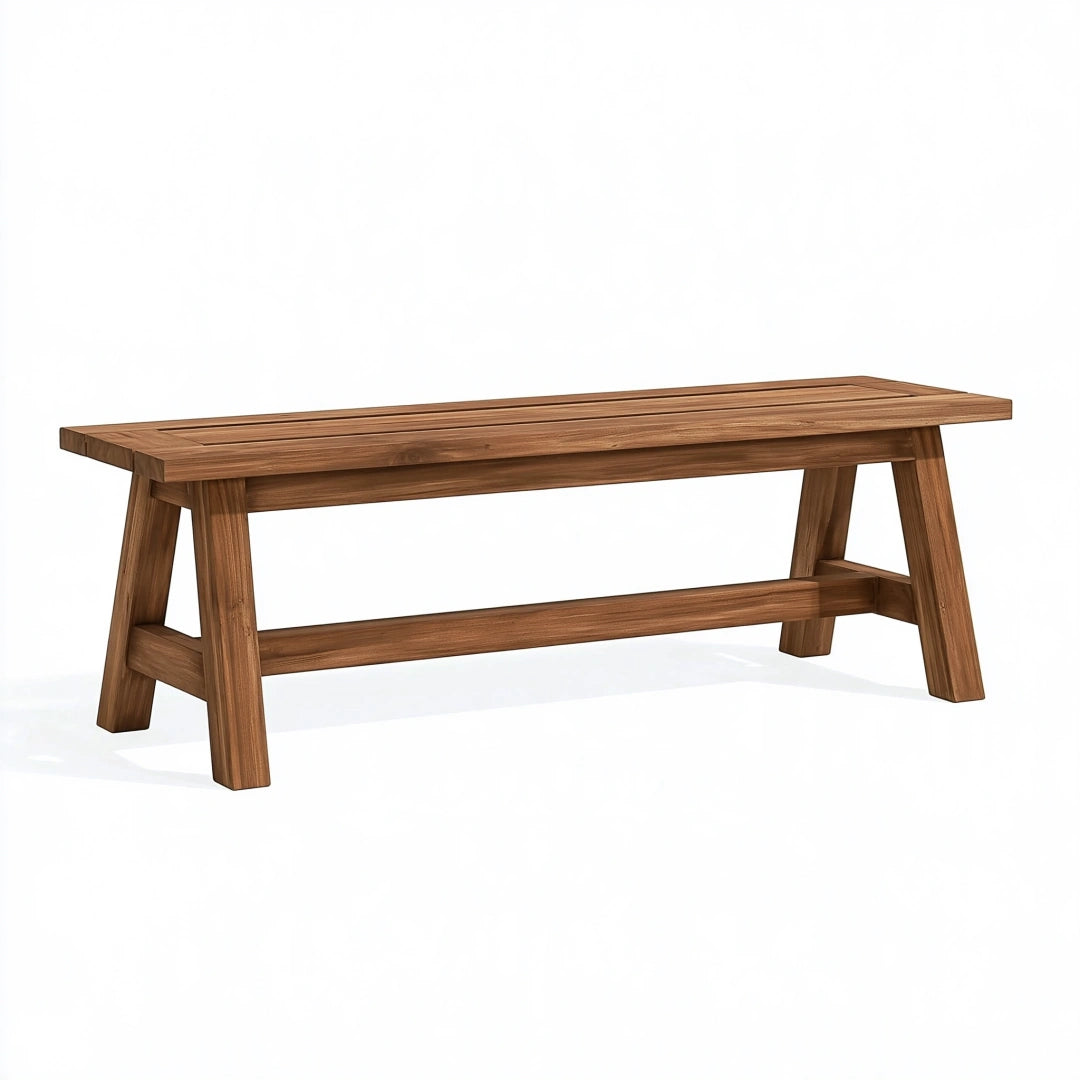 Banc de jardin 180 x 40 x 45 cm en bois brun à lattes style rustique