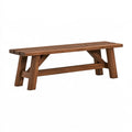 Banc de jardin 150 cm en bois marron à lattes style rustique