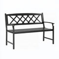 Banc de jardin 122 x 61 x 90 cm en métal noir à dossier ajouré style classique