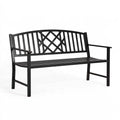 Banc de jardin 122 x 60 x 90 cm en acier noir à dossier ajouré