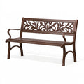 Banc de jardin 150 x 60 x 90 cm en métal marron style classique à motifs floraux