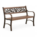 Banc de jardin 120 x 60 x 85 cm en métal brun style classique à accoudoirs