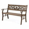 Banc de jardin 120 x 60 x 90 cm en métal bronze à accoudoirs style classique