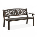 Banc de jardin 125 cm en métal brun style classique à accoudoirs