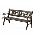 Banc de jardin 120 x 60 x 85 cm en métal brun foncé style classique décoratif